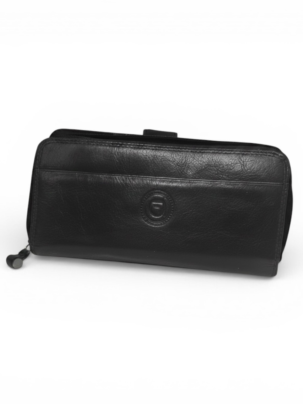 Club Rochelier Vintage 90s NEW Black Leather Organizer Wallet Pocket Card Zippy